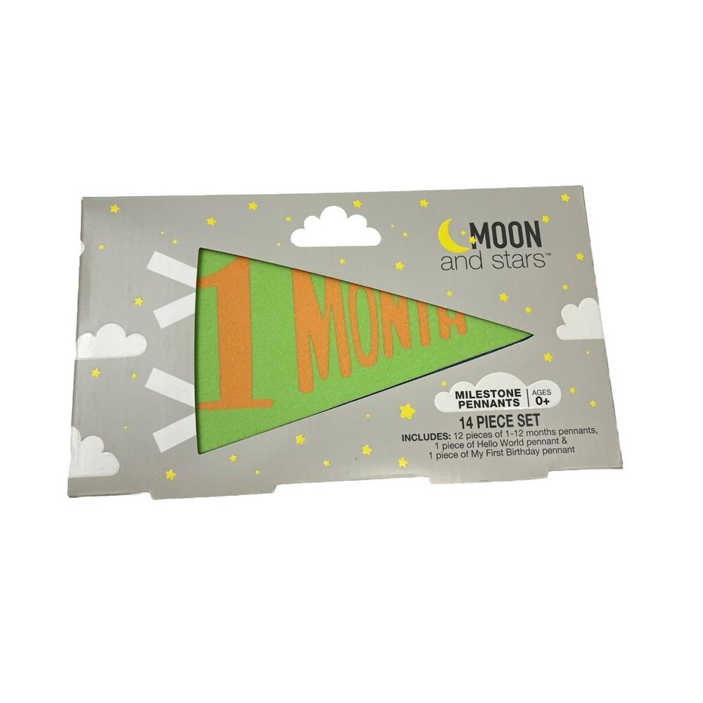 MOON AND STARS Milestones Pennants 14 Pieces Set